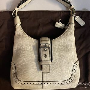Coach White Flap Hobo Shoulder Bag